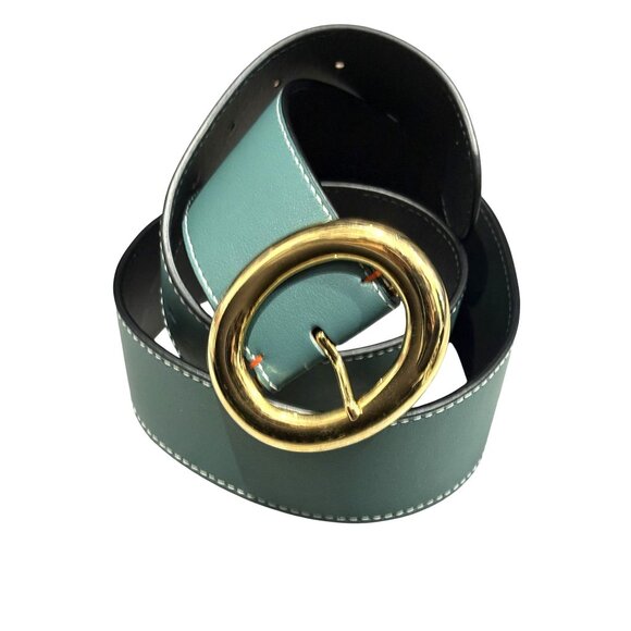 Baltei Studio Round Buckle Belt in Green - Picture 1 of 6
